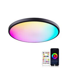 RGBCW Smart Graffiti App Voice Plafoniera, Voltaggio: Standard USA 110V-130V (cornice nera)