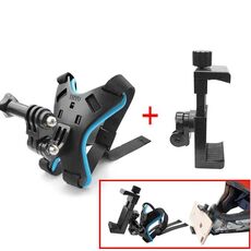 TUYU Moto Casco Chin Action Camera Staffa di montaggio per cellulare Staffa blu + Clip per cellulare
