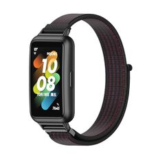 Per Huawei Band 7/7 NFC Mijobs Cinturino in nylon traspirante (nero rosso)