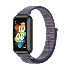 Per Huawei Band 7/7 NFC Mijobs Cinturino in nylon traspirante (blu notte nero)
