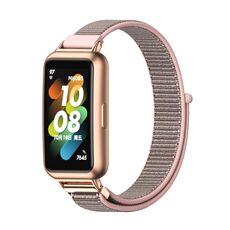Per Huawei Band 7/7 NFC Mijobs Cinturino in nylon traspirante (oro rosa rosa)