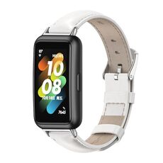 Per Huawei Band 7/7 NFC MIJOBS Cinturino in pelle di vacchetta (argento bianco)