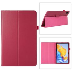Custodia per tablet in pelle con texture litchi per Honor Pad 8 con supporto (rosa rossa)