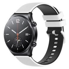 Per Xiaomi Watch S1 Cinturino per orologio in silicone bicolore a scacchi da 22 mm (bianco + nero)