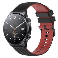 Per Xiaomi Watch S1 Cinturino per orologio in silicone bicolore a scacchi da 22 mm (nero + rosso)