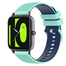 Per Xiaomi Haylou RS4 LS12 Cinturino in silicone bicolore a scacchi da 22 mm (verde acqua + blu)