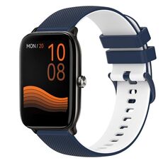 Per Xiaomi Haylou GST LS09B Cinturino per orologio in silicone bicolore a scacchi da 22 mm (blu scuro + bianco)