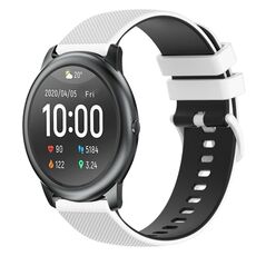 Per Xiaomi Haylou RT LS05S Cinturino per orologio in silicone bicolore a scacchi da 22 mm (bianco + nero)