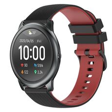 Per Xiaomi Haylou RT LS05S Cinturino in silicone bicolore a scacchi da 22 mm (nero + rosso)
