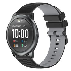 Per Xiaomi Haylou RT LS05S Cinturino per orologio in silicone bicolore a scacchi da 22 mm (nero + grigio)