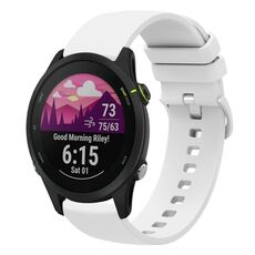 Per Garmin Forerunner 255S 18mm Cinturino in silicone morbido a tinta unita (bianco)