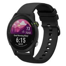 Per Garmin Forerunner 255S 18mm Cinturino in silicone morbido a tinta unita (nero)