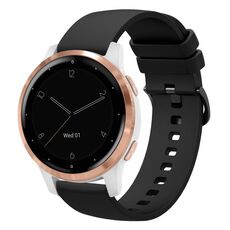 Per Garmin Vivoactive 4S 18mm Cinturino in silicone morbido a tinta unita (nero)