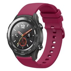 Per Huawei Watch 2 Cinturino per orologio in silicone morbido a tinta unita da 20 mm (rosso vino)