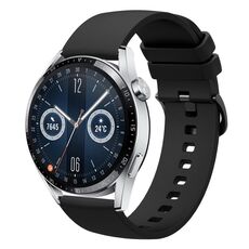 Per Huawei Watch GT3 46mm 22mm Cinturino in silicone morbido a tinta unita (nero)