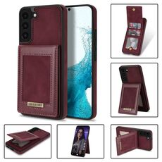 Per Samsung Galaxy S22 + 5G N.Bekus Custodia per cellulare RFID con slot per schede a vibrazione verticale (rosso vino)