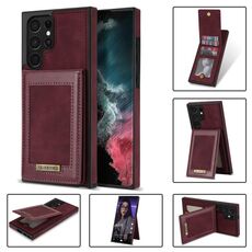 Per Samsung Galaxy S22 Ultra 5G N.Bekus Vertical Flip Card Slot RFID Phone Case (Vino Rosso)