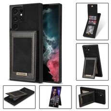 Per Samsung Galaxy S22 Ultra 5G N.Bekus Vertical Flip Card Slot RFID Phone Case(Nero)