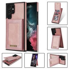 Per Samsung Galaxy S22 Ultra 5G N.Bekus Vertical Flip Card Slot Custodia per telefono RFID (oro rosa)