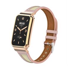 Per Xiaomi Mi Band 7 Pro Collage Cinturino in pelle con struttura in metallo a vita piccola (rosa)