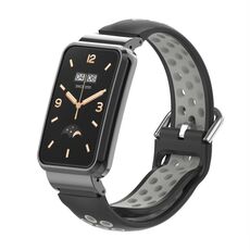 Per Xiaomi Mi Band 7 Pro Cinturino in silicone con struttura in metallo (nero + grigio)