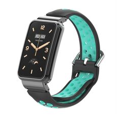 Per Xiaomi Mi Band 7 Pro Cinturino in silicone con struttura in metallo (nero + ciano)