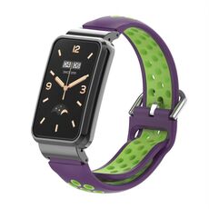 Per Xiaomi Mi Band 7 Pro Cinturino in silicone con struttura in metallo (viola + verde)