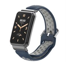 Per Xiaomi Mi Band 7 Pro Cinturino in silicone con struttura in metallo (blu + grigio)