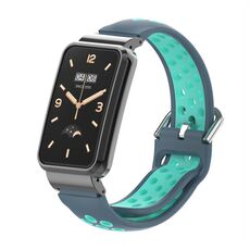 Per Xiaomi Mi Band 7 Pro Cinturino in silicone con struttura in metallo (grigio + ciano)