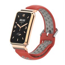 Per Xiaomi Mi Band 7 Pro Cinturino in silicone con struttura in metallo (rosso + grigio)