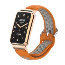 Per Xiaomi Mi Band 7 Pro Cinturino in silicone con struttura in metallo (arancione + grigio)