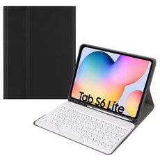 Custodia in pelle per tastiera Bluetooth con cappuccio rotondo con slot per penna, senza touchpad per Samsung Galaxy Tab S7 (tastiera nera + bianca)