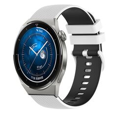 Per Huawei Watch GT3 Pro 46mm 22mm Cinturino in silicone bicolore a scacchi (bianco + nero)