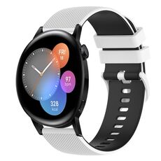 Per Huawei Watch GT3 46mm 22mm Cinturino in silicone bicolore a scacchi (bianco + nero)