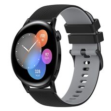 Per Huawei Watch GT3 46mm 22mm Cinturino in silicone bicolore a scacchi (nero + grigio)