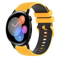 Per Huawei Watch GT3 46mm 22mm Cinturino in silicone bicolore a scacchi (giallo + nero)
