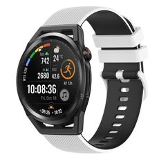 Per Huawei Watch GT Runner 22mm Cinturino in silicone bicolore a scacchi (bianco + nero)