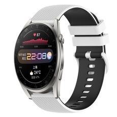 Per Huawei Watch 3 Pro 22mm Cinturino in silicone bicolore a scacchi (bianco + nero)