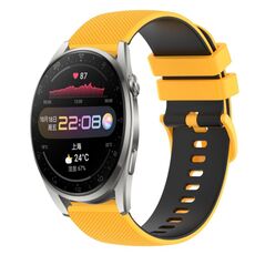 Per Huawei Watch 3 Pro 22mm Cinturino in silicone bicolore a scacchi (giallo + nero)