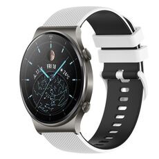Cinturino per orologio in silicone bicolore a scacchi da 22 mm per Huawei GT2 Pro (bianco + nero)