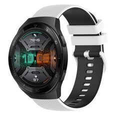 Per Huawei Watch GT 2E Cinturino in silicone bicolore a scacchi da 22 mm (bianco + nero)