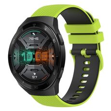 Per Huawei Watch GT 2E Cinturino in silicone bicolore a scacchi da 22 mm (verde lime + nero)