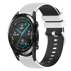 Per Huawei GT2 46mm 22mm Cinturino in silicone bicolore a scacchi (bianco + nero)
