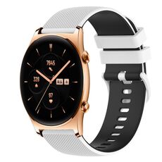 Cinturino per orologio in silicone bicolore a scacchi da 22 mm For Honor Watch GS 3 (bianco + nero)
