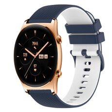 Cinturino per orologio in silicone bicolore a scacchi da 22 mm For Honor Watch GS 3 (blu scuro + bianco)