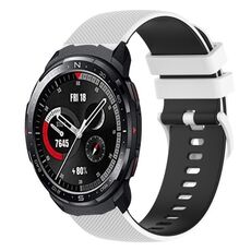 Cinturino per orologio in silicone bicolore a scacchi da 22 mm For Honor Watch GS Pro (bianco + nero)