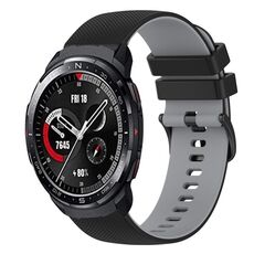 Cinturino per orologio in silicone bicolore a scacchi da 22 mm For Honor Watch GS Pro (nero + grigio)