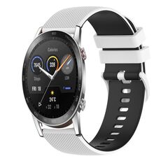 For Honor Magic Watch 2 46mm 22mm Cinturino in silicone bicolore a scacchi (bianco + nero)