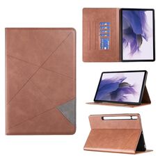 Per Samsung Galaxy Tab S7 FE/Tab S7+/Tab S8+ Custodia per tablet in pelle prismatica (marrone)