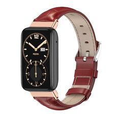 Per Xiaomi Mi Band 7 Pro Mijobs Cinturino in vera pelle con strato superiore in pelle bovina (bambù rosso oro rosa)